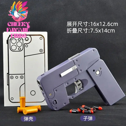 IC380 Foldable Phone Case Shape Pistol Creative Toy Bullet Gun with Bullet Adult Children Cute Case Model Phone Accessories Cheeky Fantail Finds
