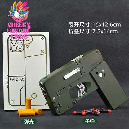 IC380 Foldable Phone Case Shape Pistol Creative Toy Bullet Gun with Bullet Adult Children Cute Case Model Phone Accessories Cheeky Fantail Finds