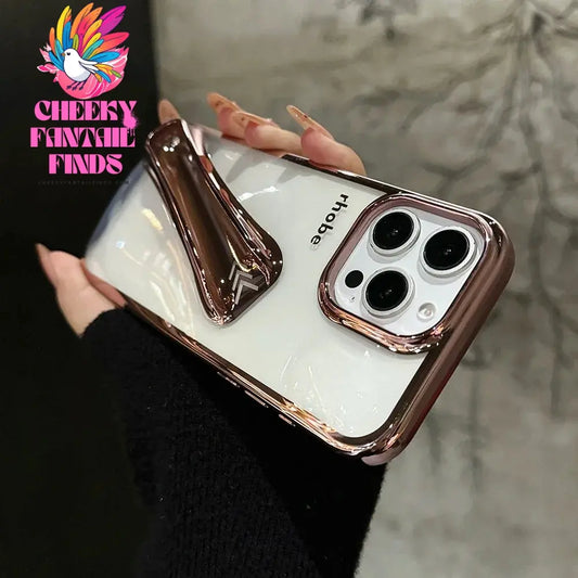 INS Lipstick Plating DIY Rhodes Phone Case for IPhone 16 15 14 13 12 11 Pro Max Plus Portable Lip Gloss Holder Hot Clear Cover Cheeky Fantail Finds