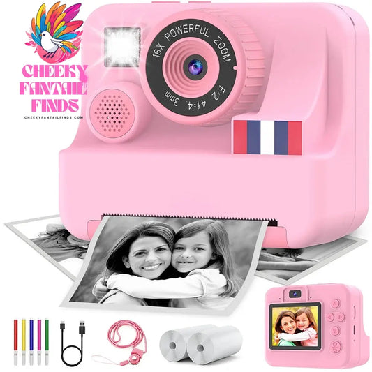 Instant printing with children's cameras, Christmas birthday gifts for boys and girls aged 3-12, FHD selfie children's digital c Cheeky Fantail Finds