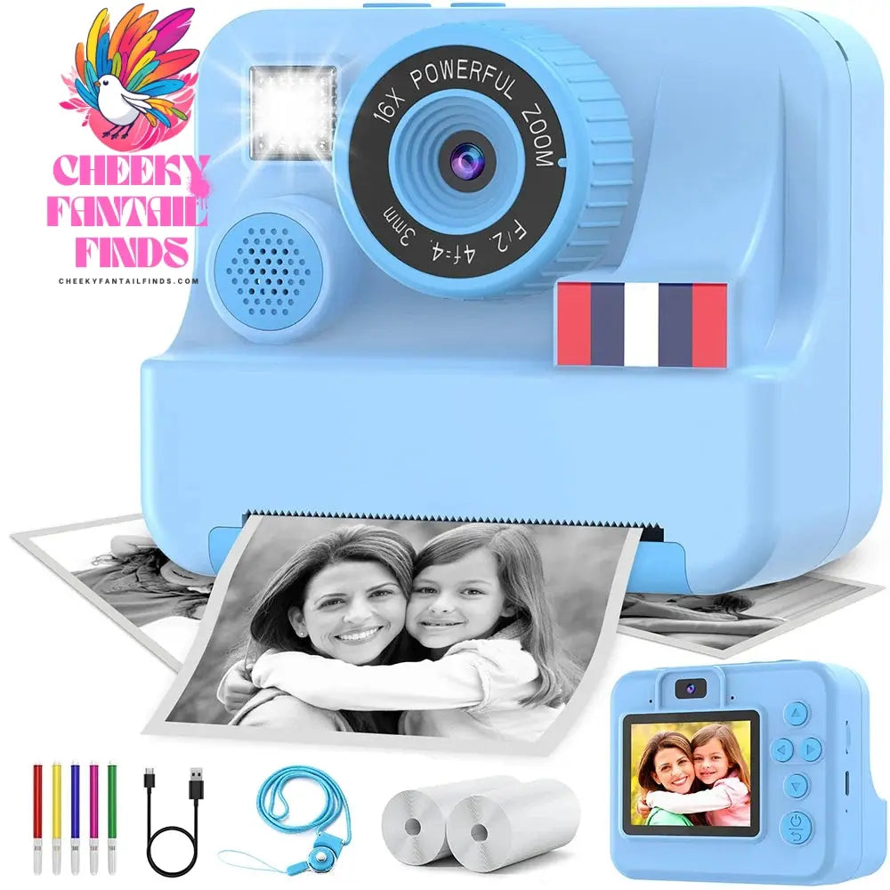 Instant printing with children's cameras, Christmas birthday gifts for boys and girls aged 3-12, FHD selfie children's digital c Cheeky Fantail Finds