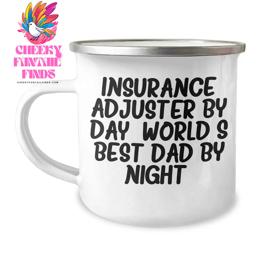 Insurance Adjuster Mug, Funny Quote Gifts from Family to World's Best Dad on Father's Day, 12 oz Stainless Steel Camping Mug - Image 1