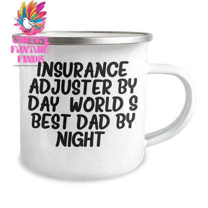 Insurance Adjuster Mug, Funny Quote Gifts from Family to World's Best Dad on Father's Day, 12 oz Stainless Steel Camping Mug - Image 2