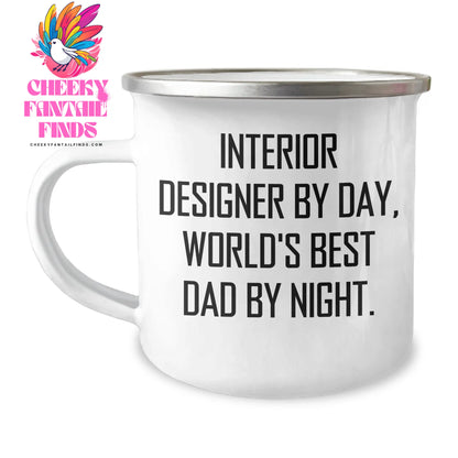 Interior Designer Gifts, Funny Quote Camping Mug for World's Best Dad, Father's Day Unique Gifts from Men to Interior Designer - Image 1