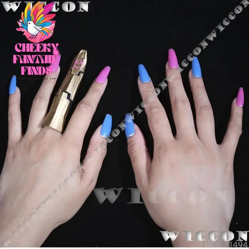 Jinx Arance S2 Anime Game LOL League of Legends Powder Cosplay Prop Blue Pink Nail Metallic Finger Women Holloween Customized Cheeky Fantail Finds