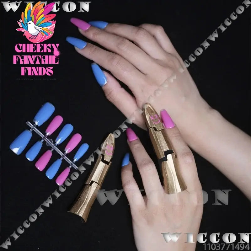 Jinx Arance S2 Anime Game LOL League of Legends Powder Cosplay Prop Blue Pink Nail Metallic Finger Women Holloween Customized Cheeky Fantail Finds