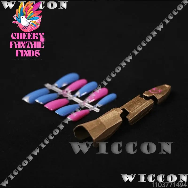 Jinx Arance S2 Anime Game LOL League of Legends Powder Cosplay Prop Blue Pink Nail Metallic Finger Women Holloween Customized Cheeky Fantail Finds