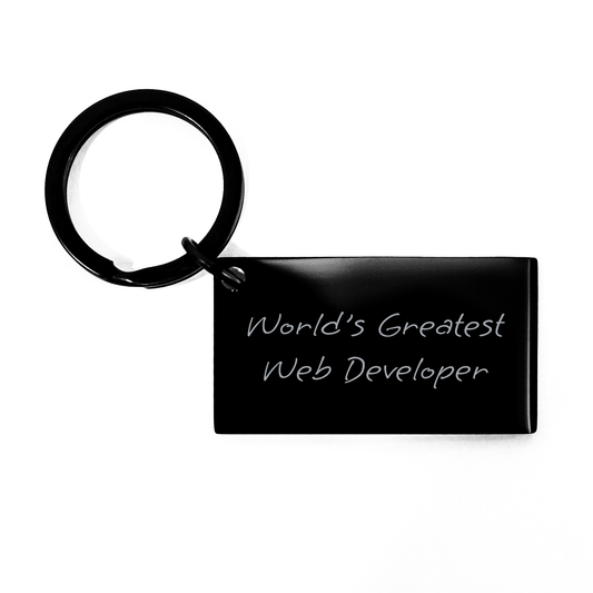 Web Developer Keychain, 'World's Greatest' Quote Funny Gift for Men, Black Stainless Steel, Father's Day Unique Gifts from Friends - Image 1