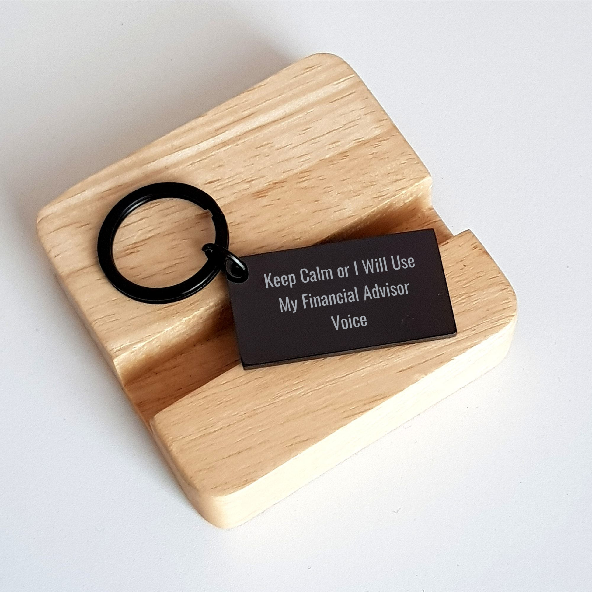 Funny Financial Advisor Keychain Gifts from Family to Dad's Unique Keep Calm Or I Will Use My Financial Advisor Voice - Image 2