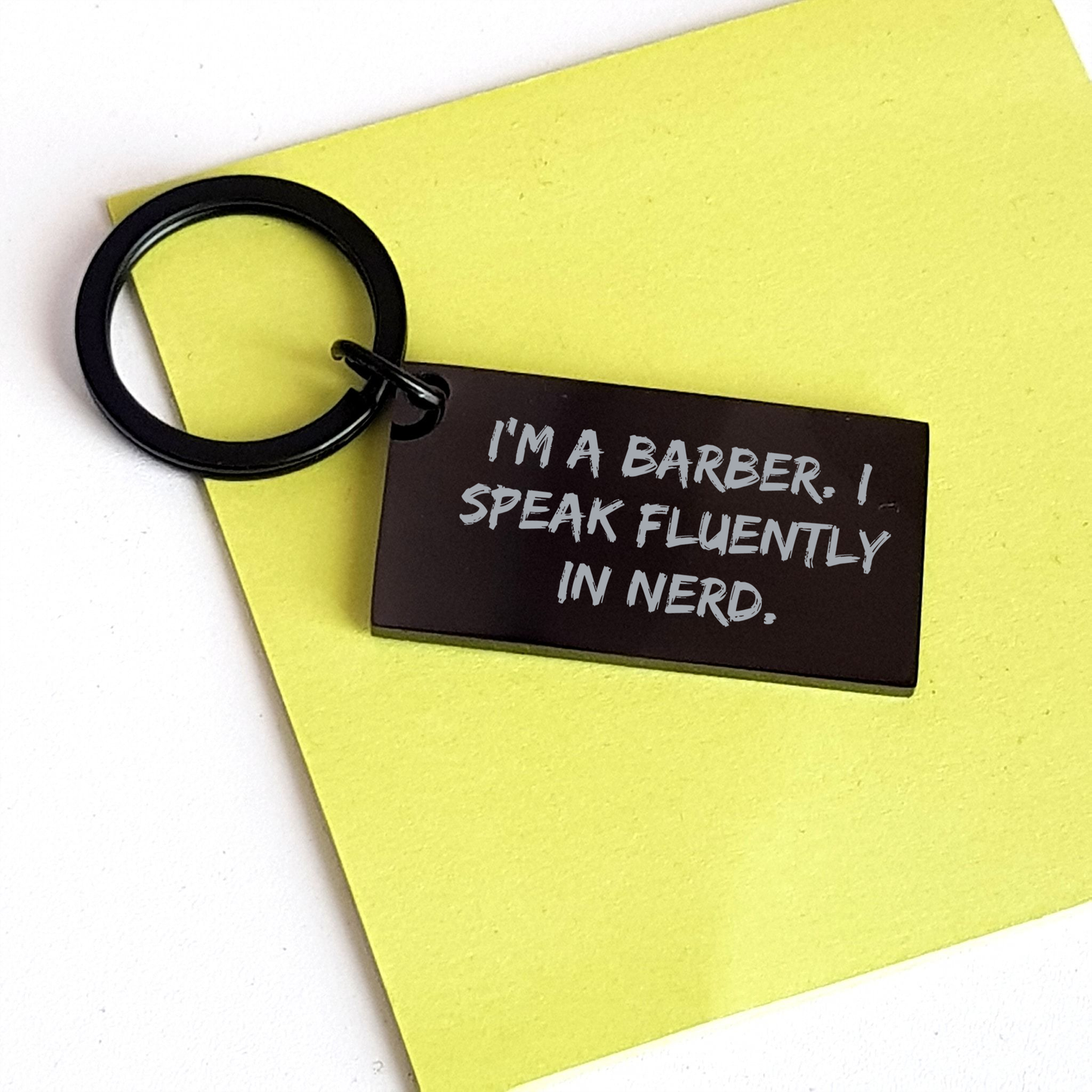 Funny Barber Gifts for Him, Keychain from Friends, Unique Father's Day Unique Gift Ideas for Barbers, 'I'm A Barber. I Speak Fluently In genius.' Quote - Image 3