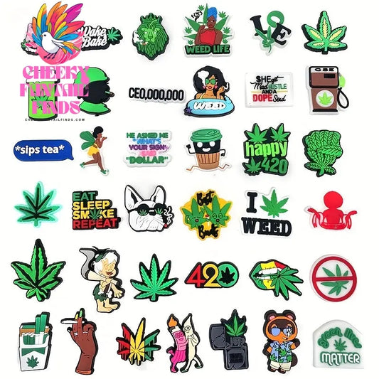 Kawaii Leaf Charms for Clogs and Sandals, PVC Shoe Decorations, Beach and Summer Accessories, Anime Party Gifts Cheeky Fantail Finds