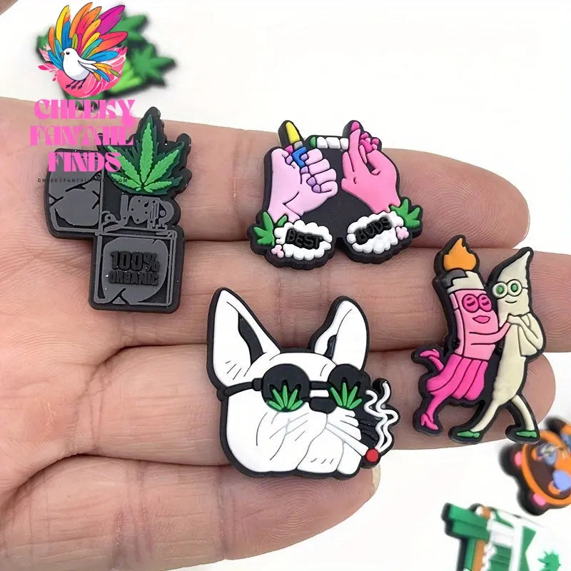 Kawaii Leaf Charms for Clogs and Sandals, PVC Shoe Decorations, Beach and Summer Accessories, Anime Party Gifts Cheeky Fantail Finds
