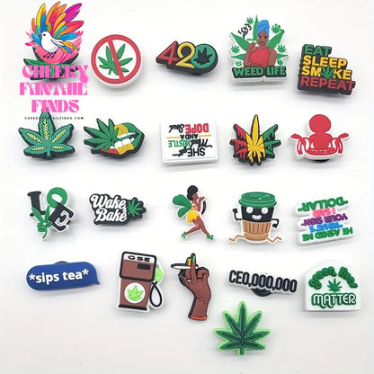 Kawaii Leaf Charms for Clogs and Sandals, PVC Shoe Decorations, Beach and Summer Accessories, Anime Party Gifts Cheeky Fantail Finds