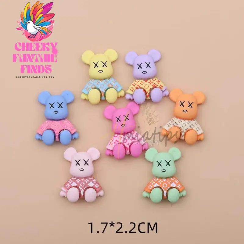 Kawaii Resin Cartoon Bear 10Pcs Cute Cartoon Nail Charms Decoration Luxury Designs DIY Manicure Decoration Cheeky Fantail Finds