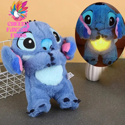 Kawaii Stitch Plush Doll Baby Sleeping Companion Sound Soothing Musical  Kawaii With Air Bag and Light Doll Breathing Toys Gifts Cheeky Fantail Finds