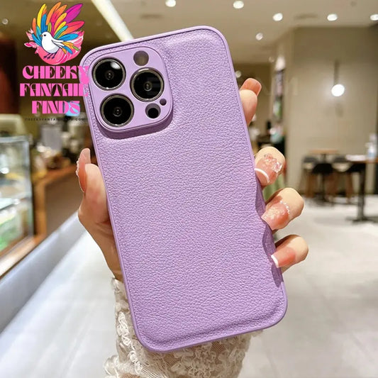 Korea Leather Texture Case For iPhone 15 14 13 12 Mini 11 Pro Max XS XR 8 7 Plus Plain Original Silicone Soft Shockproof Cover Cheeky Fantail Finds