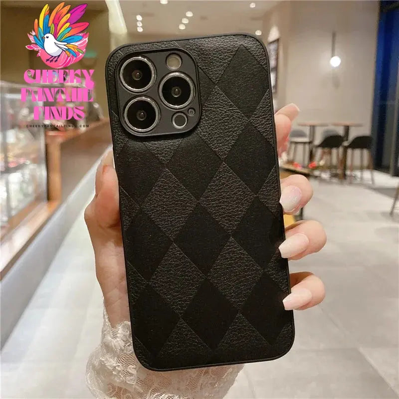 Korea Leather Texture Case For iPhone 15 14 13 12 Mini 11 Pro Max XS XR 8 7 Plus Plain Original Silicone Soft Shockproof Cover Cheeky Fantail Finds