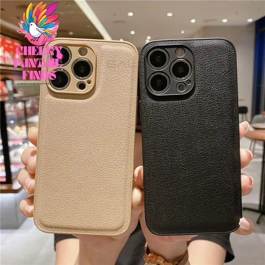 Korea Leather Texture Case For iPhone 15 14 13 12 Mini 11 Pro Max XS XR 8 7 Plus Plain Original Silicone Soft Shockproof Cover Cheeky Fantail Finds