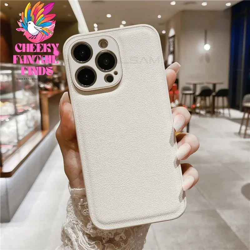 Korea Leather Texture Case For iPhone 15 14 13 12 Mini 11 Pro Max XS XR 8 7 Plus Plain Original Silicone Soft Shockproof Cover Cheeky Fantail Finds