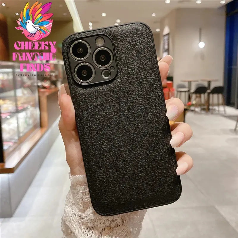 Korea Leather Texture Case For iPhone 15 14 13 12 Mini 11 Pro Max XS XR 8 7 Plus Plain Original Silicone Soft Shockproof Cover Cheeky Fantail Finds