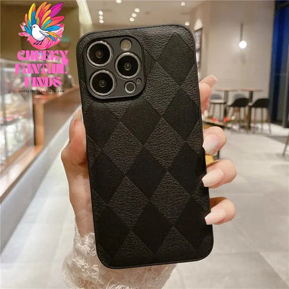 Korea Leather Texture Case For iPhone 15 14 13 12 Mini 11 Pro Max XS XR 8 7 Plus Plain Original Silicone Soft Shockproof Cover Cheeky Fantail Finds