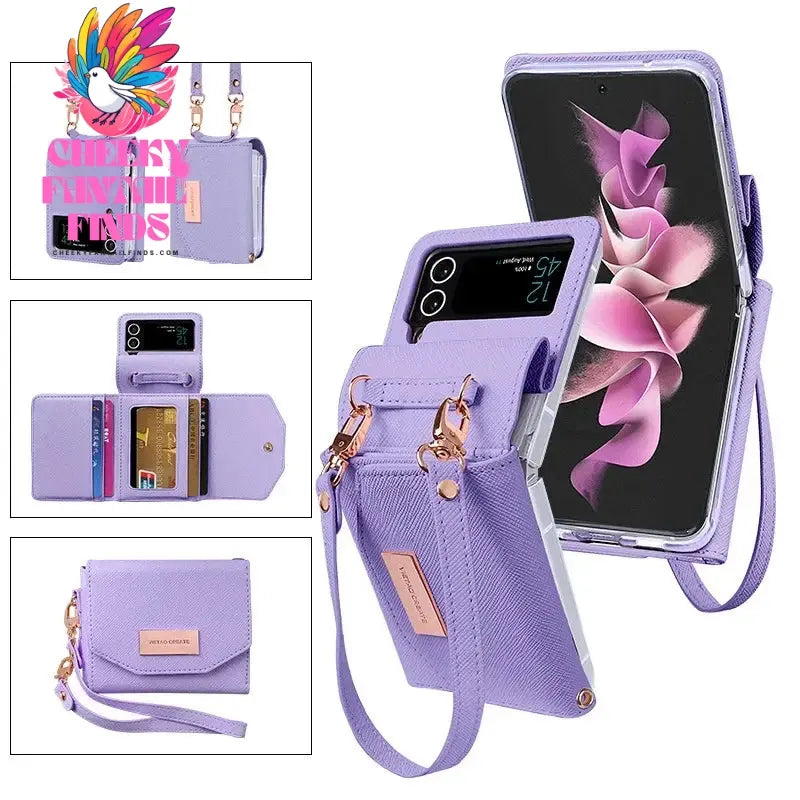 Lanyard Holster Card Z Flip4 Flip5 Flip6 Protective Case For Samsung Galaxy Z Flip 6 5 4 3 Handheld Wristlet Wallet Purse Cover Cheeky Fantail Finds