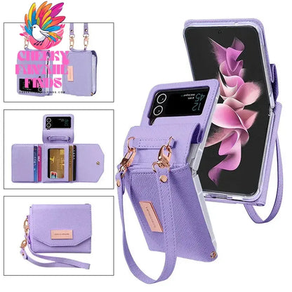 Lanyard Holster Card Z Flip4 Flip5 Flip6 Protective Case For Samsung Galaxy Z Flip 6 5 4 3 Handheld Wristlet Wallet Purse Cover Cheeky Fantail Finds