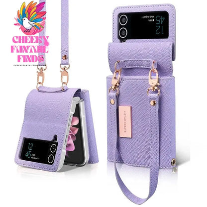 Lanyard Holster Card Z Flip4 Flip5 Flip6 Protective Case For Samsung Galaxy Z Flip 6 5 4 3 Handheld Wristlet Wallet Purse Cover Cheeky Fantail Finds