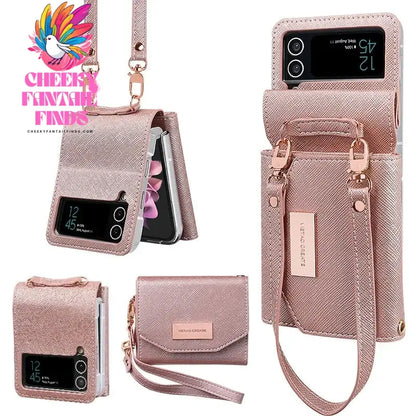 Lanyard Holster Card Z Flip4 Flip5 Flip6 Protective Case For Samsung Galaxy Z Flip 6 5 4 3 Handheld Wristlet Wallet Purse Cover Cheeky Fantail Finds
