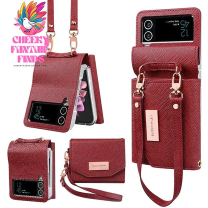 Lanyard Holster Card Z Flip4 Flip5 Flip6 Protective Case For Samsung Galaxy Z Flip 6 5 4 3 Handheld Wristlet Wallet Purse Cover Cheeky Fantail Finds