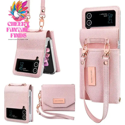 Lanyard Holster Card Z Flip4 Flip5 Flip6 Protective Case For Samsung Galaxy Z Flip 6 5 4 3 Handheld Wristlet Wallet Purse Cover Cheeky Fantail Finds