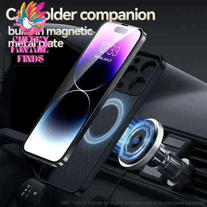Leather For Magsafe Magnetic Car Holder Phone Case For iPhone 16 15 14 13 12 Pro Max Luxury Matte Shockproof Lens Protect Cover Cheeky Fantail Finds