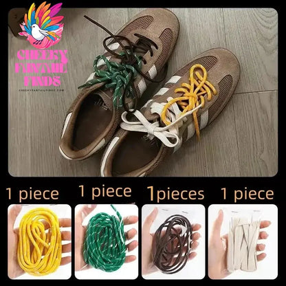 Length 100cm DIY Freedly Round Leather Colorful Shoelaces Canvas Casual  Boots Shoe Laces Rope Shoestrings Cheeky Fantail Finds