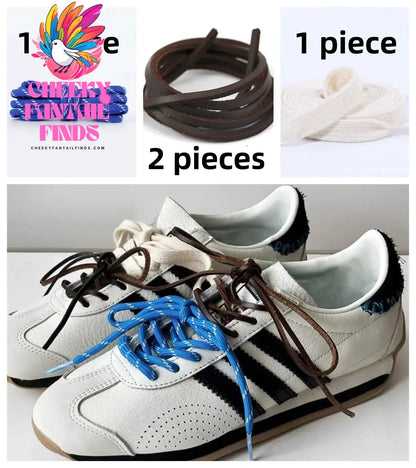 Length 100cm DIY Freedly Round Leather Colorful Shoelaces Canvas Casual  Boots Shoe Laces Rope Shoestrings Cheeky Fantail Finds