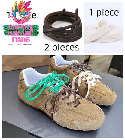 Length 100cm DIY Freedly Round Leather Colorful Shoelaces Canvas Casual  Boots Shoe Laces Rope Shoestrings Cheeky Fantail Finds