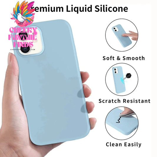 Liquid Silicone Case For Apple iPhone 15 16 14 13 12 11 Pro Max XS XR 16 14 Plus Phone Original Official Style Protective Cover Cheeky Fantail Finds