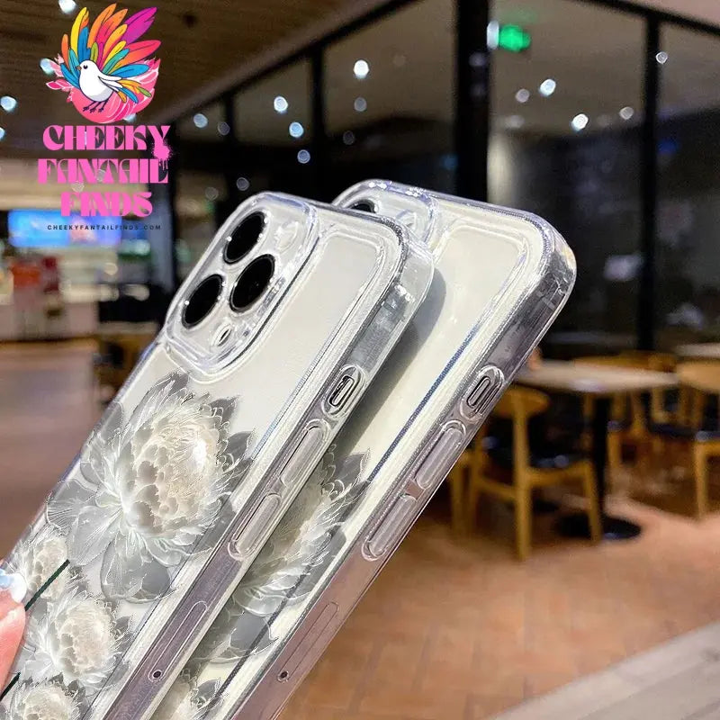 Lotus Flower Transparent Phone Case For iPhone 16 Pro Case iPhone 13 11 15 12 14 Pro Max XR XS X 8 7 Plus SE Shockproof Cover Cheeky Fantail Finds