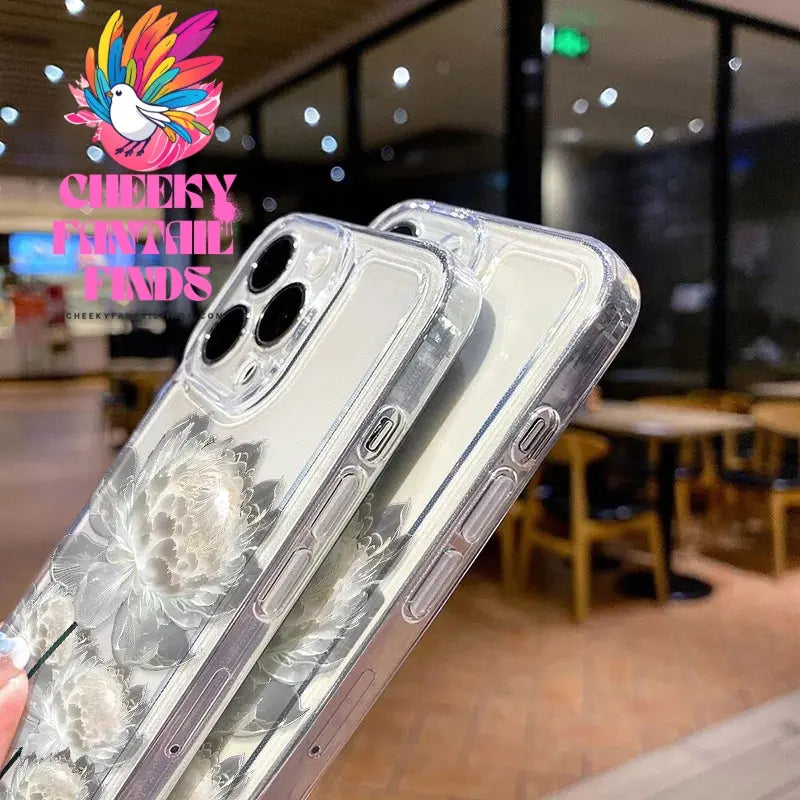 Lotus Flower Transparent Phone Case For iPhone 16 Pro Case iPhone 13 11 15 12 14 Pro Max XR XS X 8 7 Plus SE Shockproof Cover Cheeky Fantail Finds