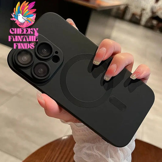 Luxury Black Magsafe Wireless Charge Case For iPhone16 15 14 13 12 11 Pro Max  Soft Magnetic Cover Cheeky Fantail Finds
