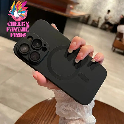 Luxury Black Magsafe Wireless Charge Case For iPhone16 15 14 13 12 11 Pro Max  Soft Magnetic Cover Cheeky Fantail Finds