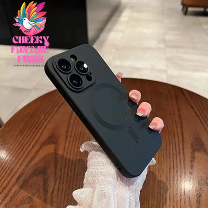 Luxury Black Magsafe Wireless Charge Case For iPhone16 15 14 13 12 11 Pro Max  Soft Magnetic Cover Cheeky Fantail Finds