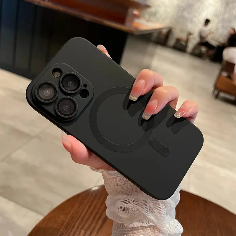 Luxury Black Magsafe Wireless Charge Case For iPhone16 15 14 13 12 11 Pro Max  Soft Magnetic Cover Cheeky Fantail Finds