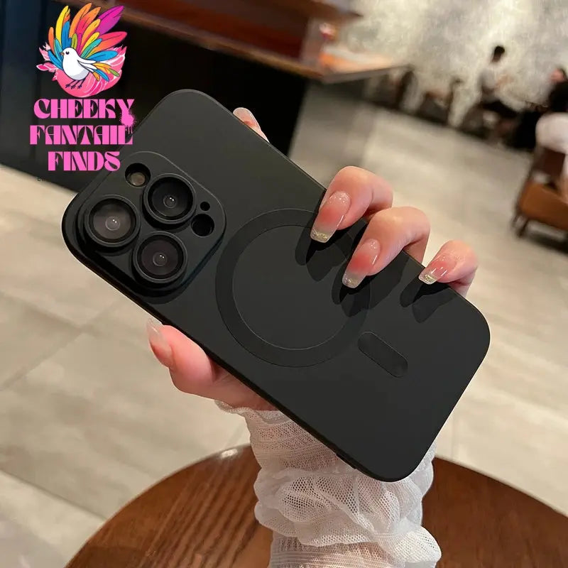 Luxury Black Magsafe Wireless Charge Case For iPhone16 15 14 13 12 11 Pro Max  Soft Magnetic Cover Cheeky Fantail Finds