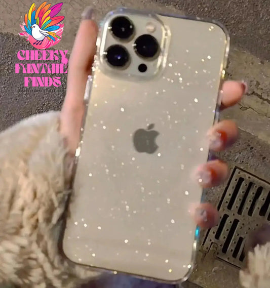 Luxury Bling Glitter Clear Phone Case For iPhone 16 15 14 13 12 11 Pro Max X XR XS 7 8 Plus Shockproof Transparent Soft Cover Cheeky Fantail Finds