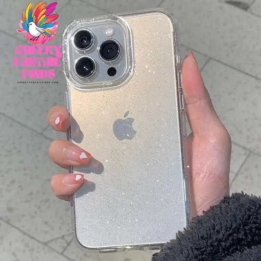 Luxury Bling Glitter Clear Phone Case for iPhone 16 15 14 13 12 11 Pro Max Plus Mini Silicone Soft Transparent Bumper Cover Cheeky Fantail Finds
