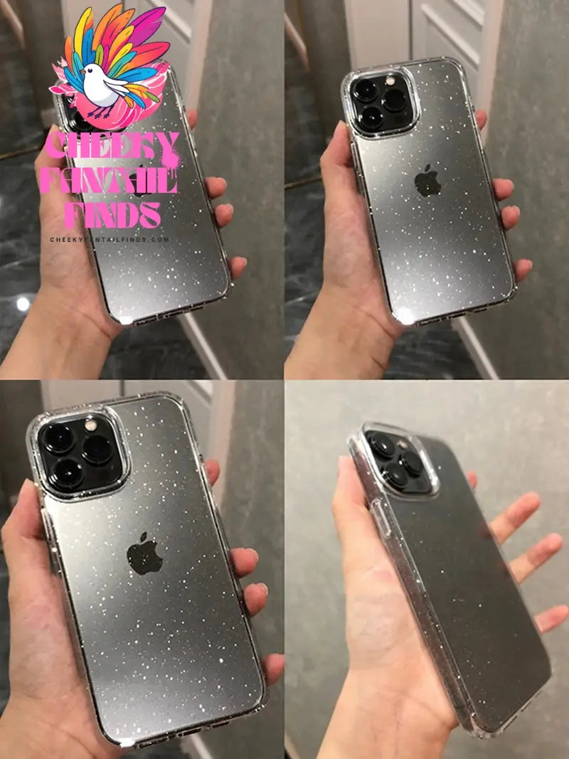 Luxury Bling Glitter Clear Phone Case for iPhone 16 15 14 13 12 11 Pro Max Plus Mini Silicone Soft Transparent Bumper Cover Cheeky Fantail Finds