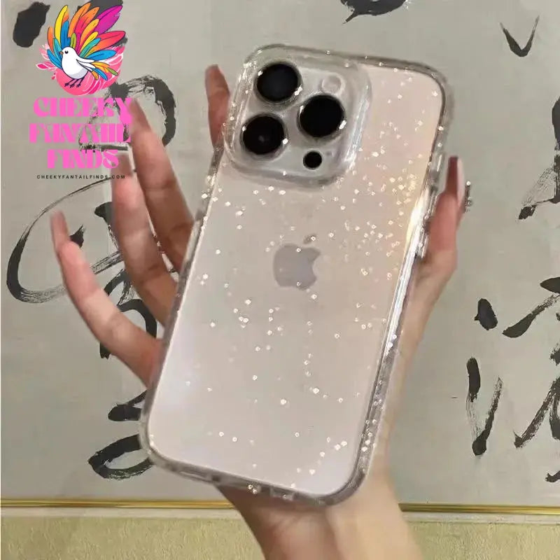 Luxury Bling Glitter Clear Phone Case for iPhone 16 15 14 13 12 11 Pro Max Plus Mini Silicone Soft Transparent Bumper Cover Cheeky Fantail Finds