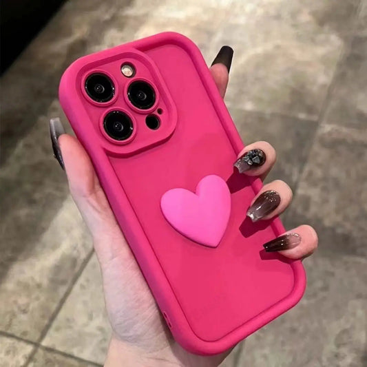 Luxury Cute 3D Love Heart Silicone Phone Case For iPhone 16 15 13 12 11 14 Pro Max X XR XS 16 Plus Shockproof Candy Back Cover Cheeky Fantail Finds