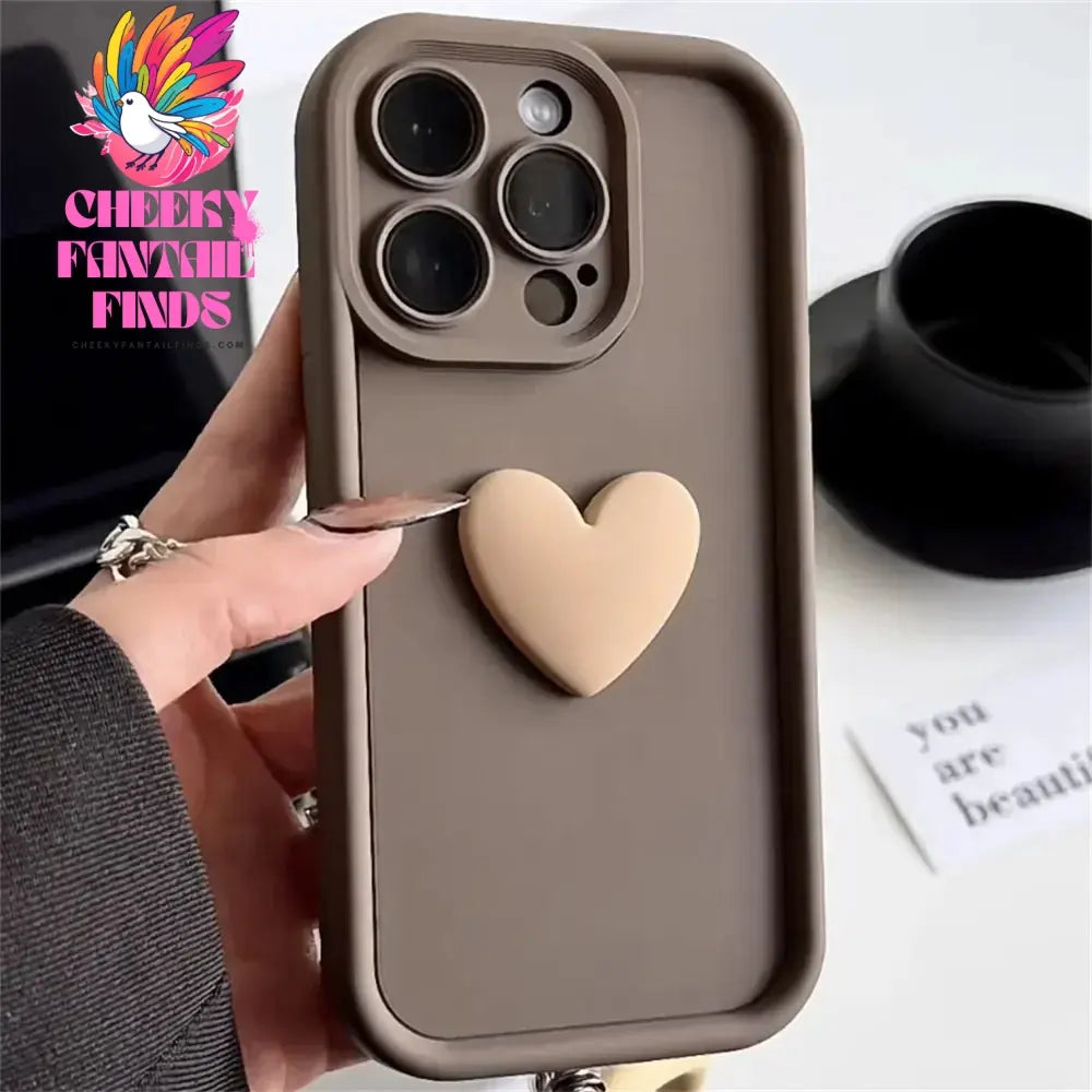 Luxury Cute 3D Love Heart Silicone Phone Case For iPhone 16 15 13 12 11 14 Pro Max X XR XS 16 Plus Shockproof Candy Back Cover Cheeky Fantail Finds