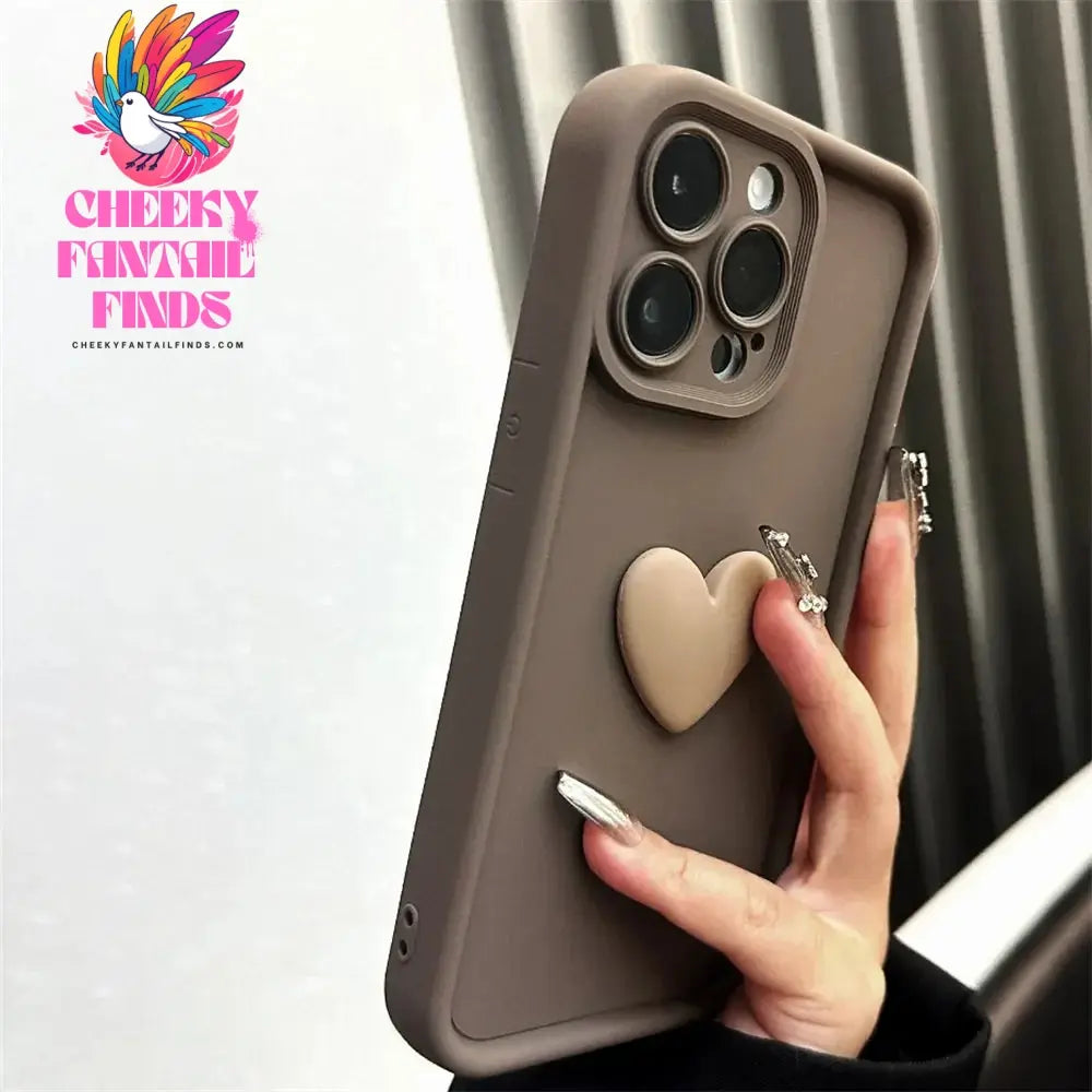 Luxury Cute 3D Love Heart Silicone Phone Case For iPhone 16 15 13 12 11 14 Pro Max X XR XS 16 Plus Shockproof Candy Back Cover Cheeky Fantail Finds